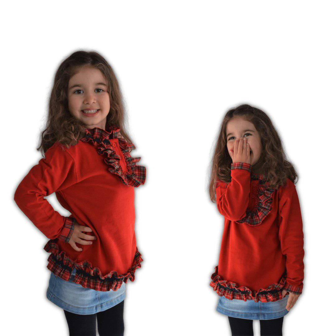 PÓLOS MÃE E FILHA C/ FOLHOS - Pituka Wear - Calçado e Roupa para Crianças