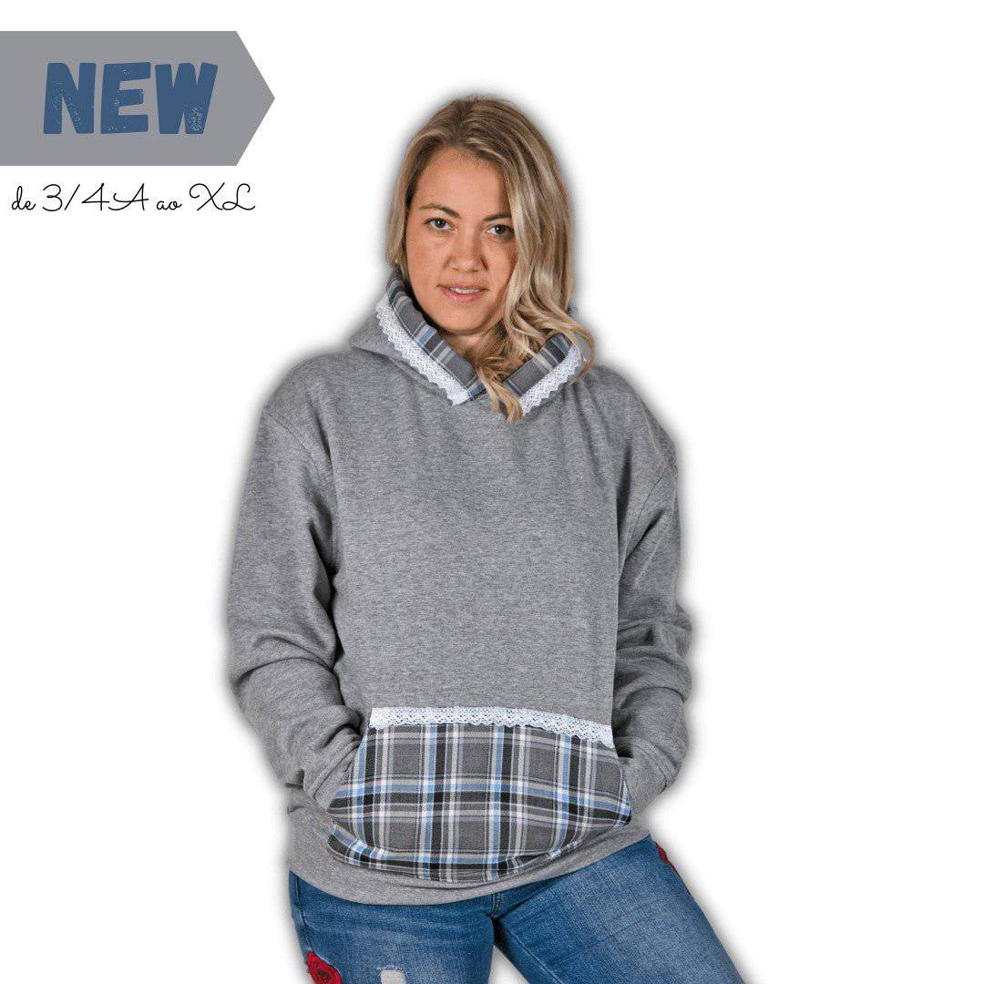 SWEAT CINZA CARDADA COM CAPUZ - Pituka Wear - Calçado e Roupa para Crianças