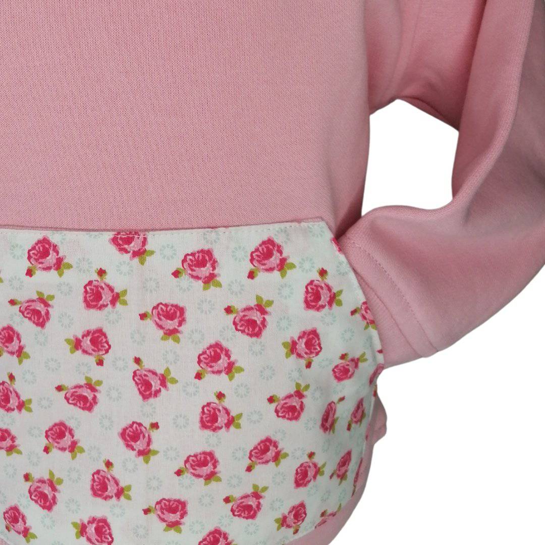 SWEAT ROSA COM FOLHO CARDADA COM CAPUZ - Pituka Wear - Calçado e Roupa para Crianças