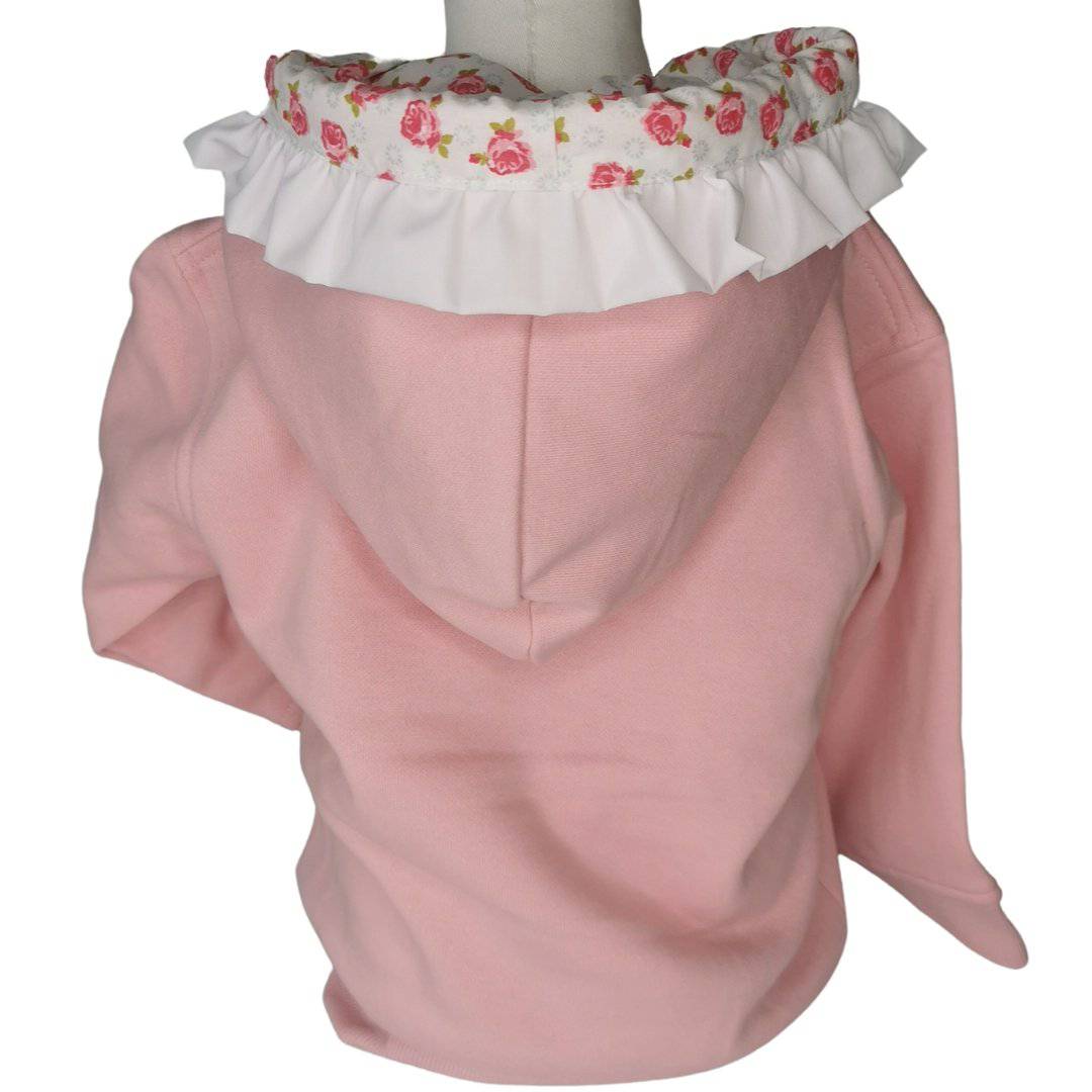 SWEAT ROSA COM FOLHO CARDADA COM CAPUZ - Pituka Wear - Calçado e Roupa para Crianças
