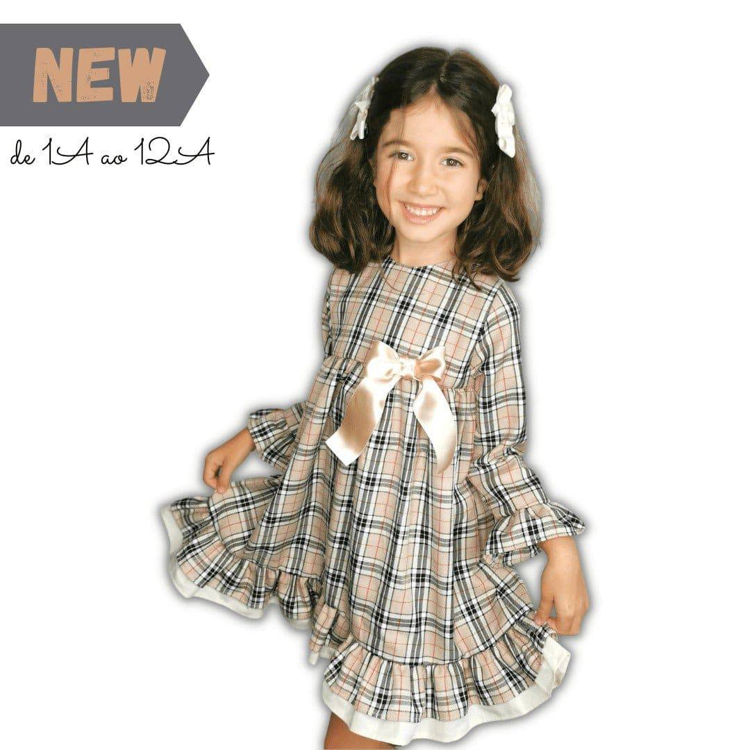 VESTIDO CRIANÇA XADREZ BEGE - Pituka Wear - Calçado e Roupa para Crianças