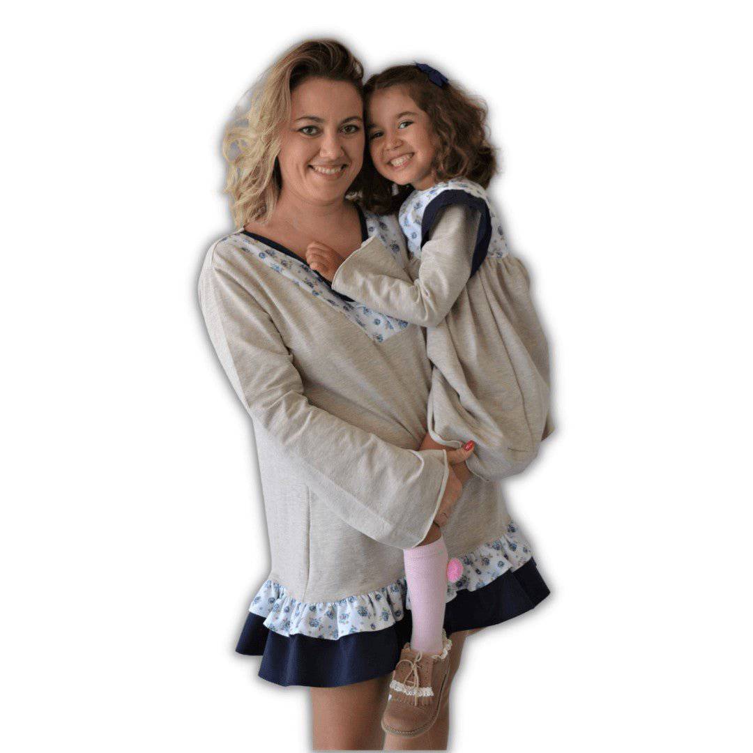 VESTIDO MÃE E FILHA EM MALHA CARDADA - Pituka Wear - Calçado e Roupa para Crianças