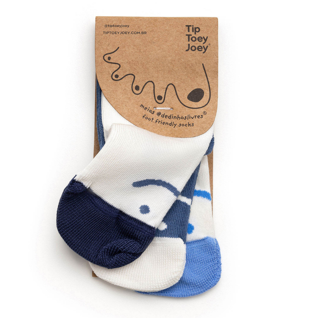KIT MEIAS DEDINHOS LIVRES SMILE AZUL BAREFOOT TIP TOEY JOEY - Pituka Wear 