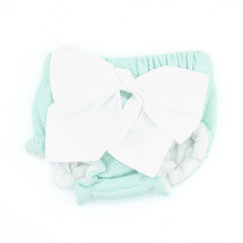 TAPA FRALDAS VERDE ÁGUA C/ LAÇO 6 MESES - Pituka Wear