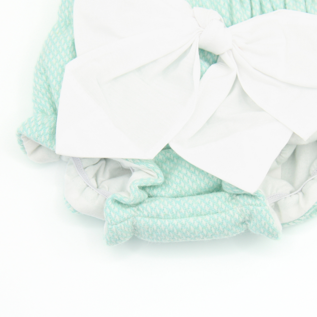 TAPA FRALDAS VERDE ÁGUA C/ LAÇO 6 MESES - Pituka Wear