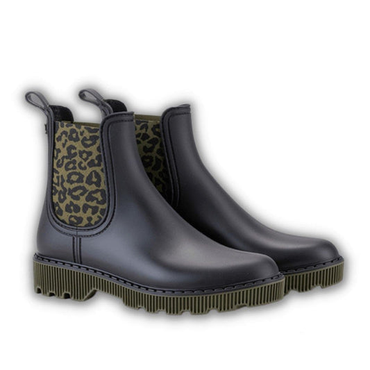 GALOCHAS SENHORA IGOR SOHO LEOPARDO KAKI E PRETO MATE - Pituka Wear - Calçado e Roupa para Crianças