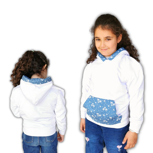 SWEAT BRANCA CARDADA COM CAPUZ - Pituka Wear - Calçado e Roupa para Crianças
