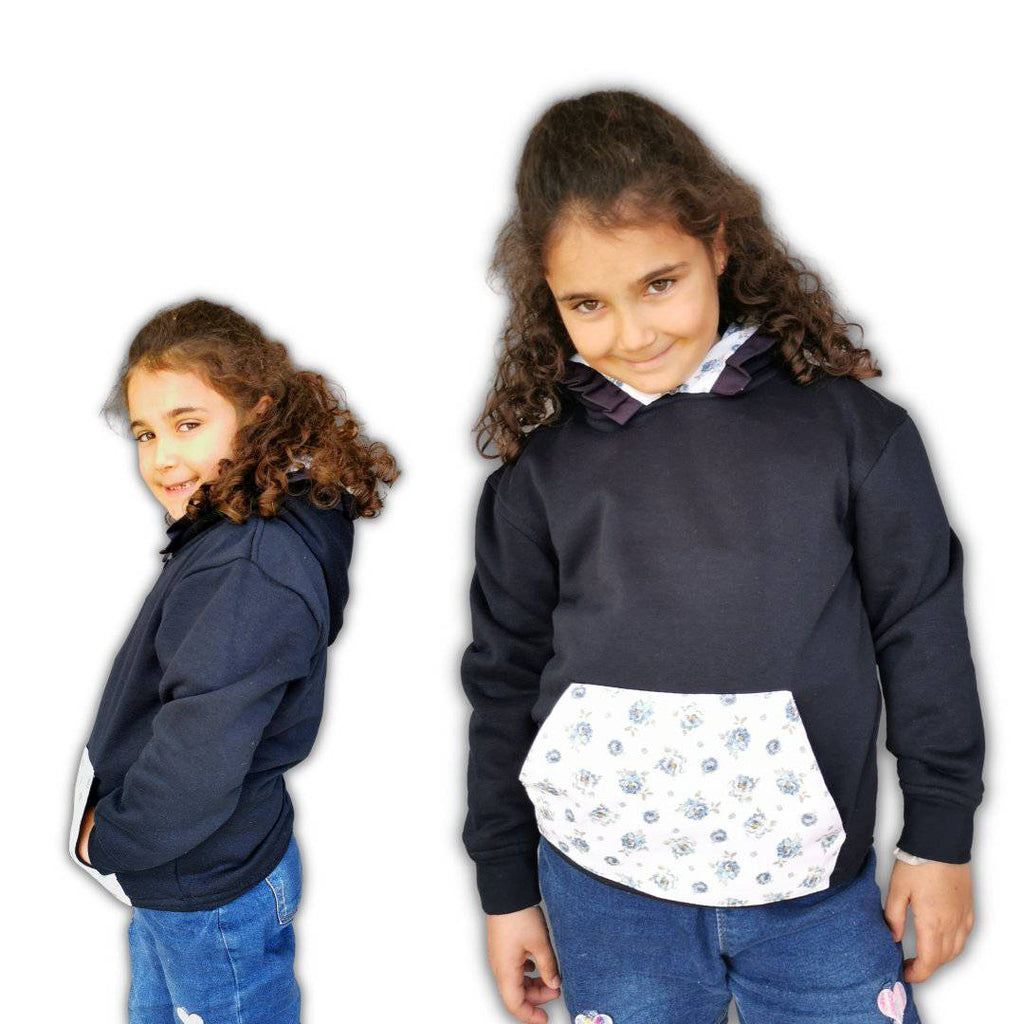 SWEAT MARINHO COM FOLHO CARDADA COM CAPUZ - Pituka Wear 