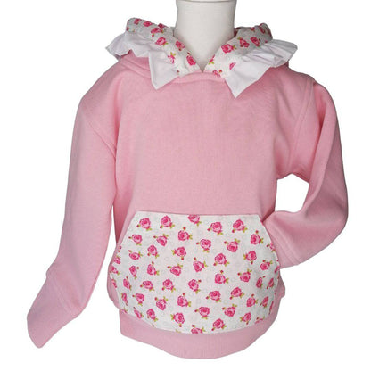 SWEAT ROSA COM FOLHO CARDADA COM CAPUZ - Pituka Wear - Calçado e Roupa para Crianças
